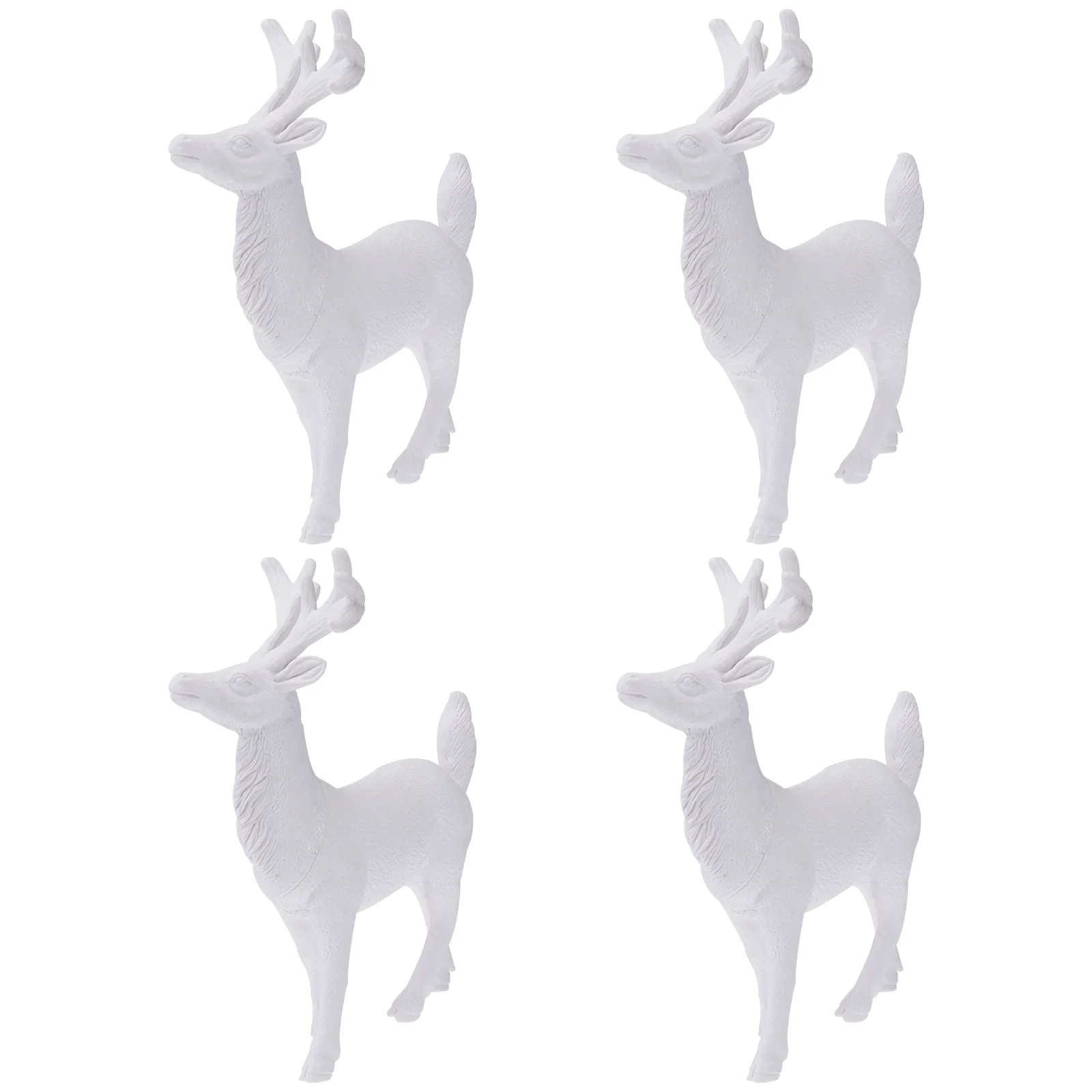 

4 Pcs Mini Figurines Kids Xmas Ornament Desktop Decor Christmas White Deer Ornaments Child