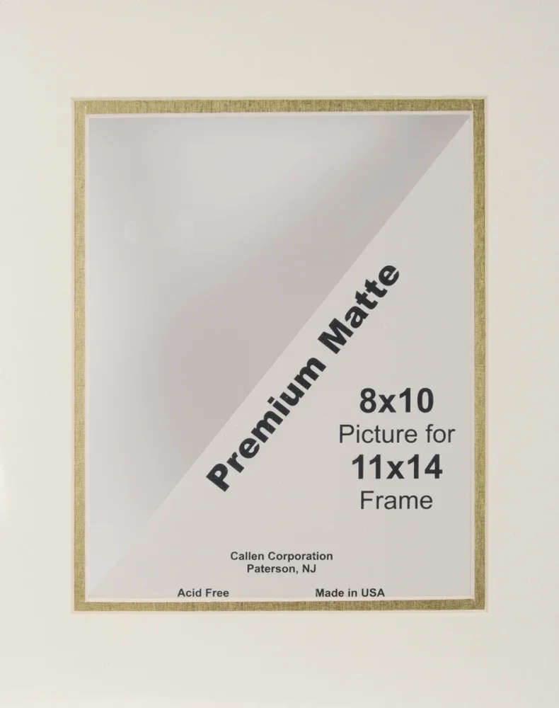 

Photo Mat 11"X14" Double Hand-Cut W/Bevel Edge-Ivory W/Gold Core