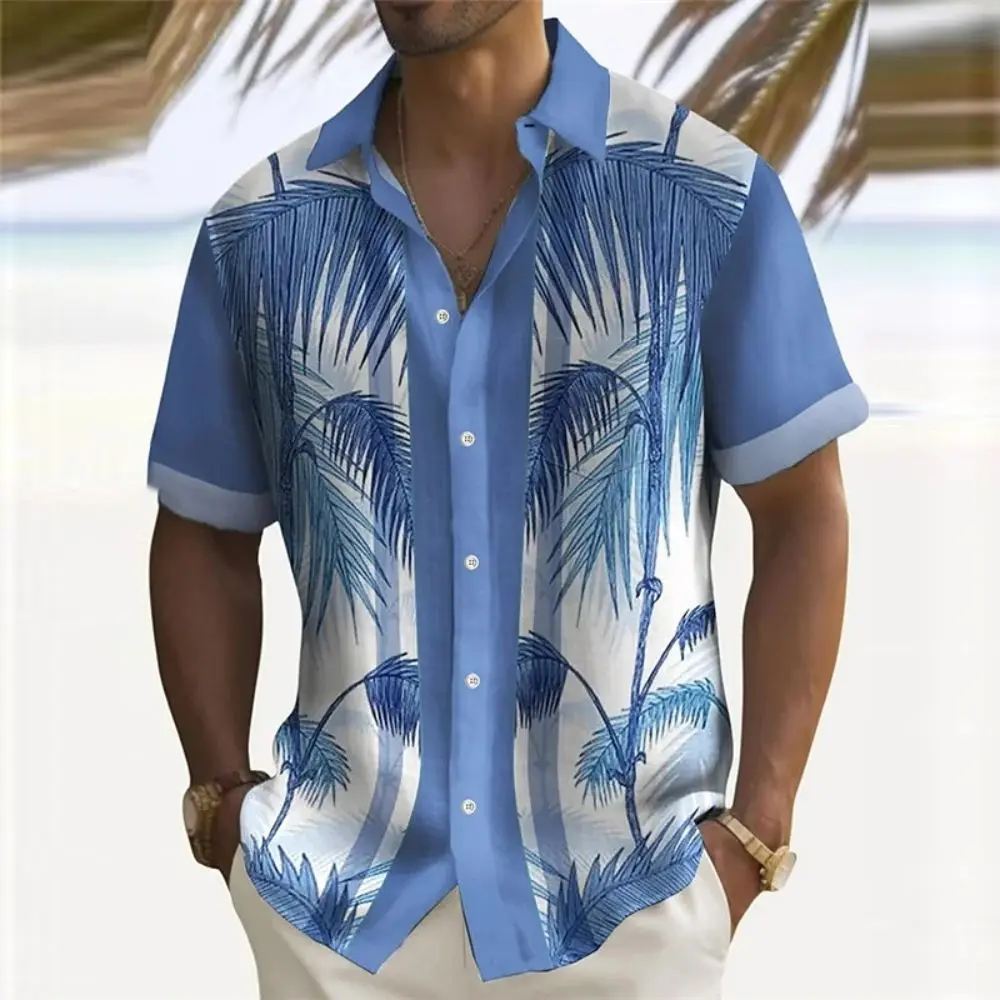 

New For Men Hawaiian Shirts Short Sleeve Tops Coconut Treeo Graphic 3d Shirt Fashion Streetwear 5XL Summer Clothing Men's Blouse