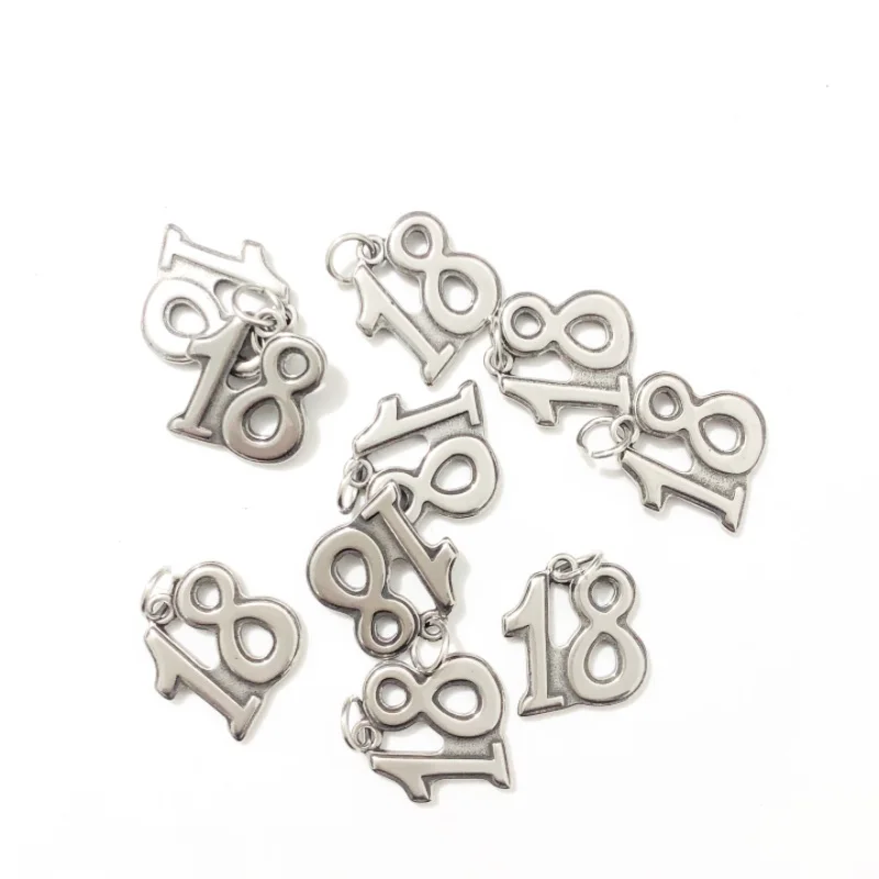 1 шт. нержавеющая сталь серебро 18 цифр кулон модные металлические подвески для