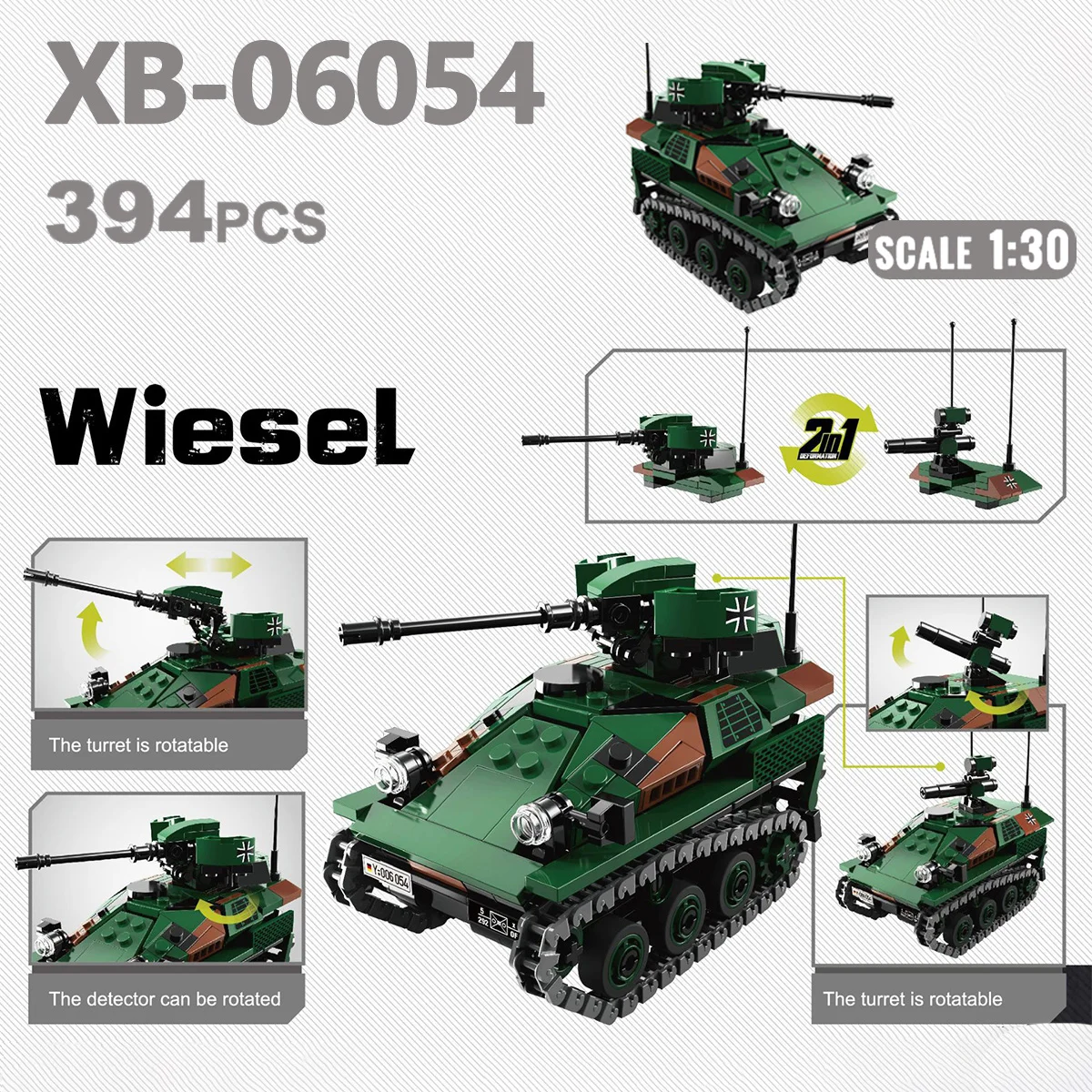 Конструктор Танк из 394 блоков: игрушки в стиле милитари для сборки детские