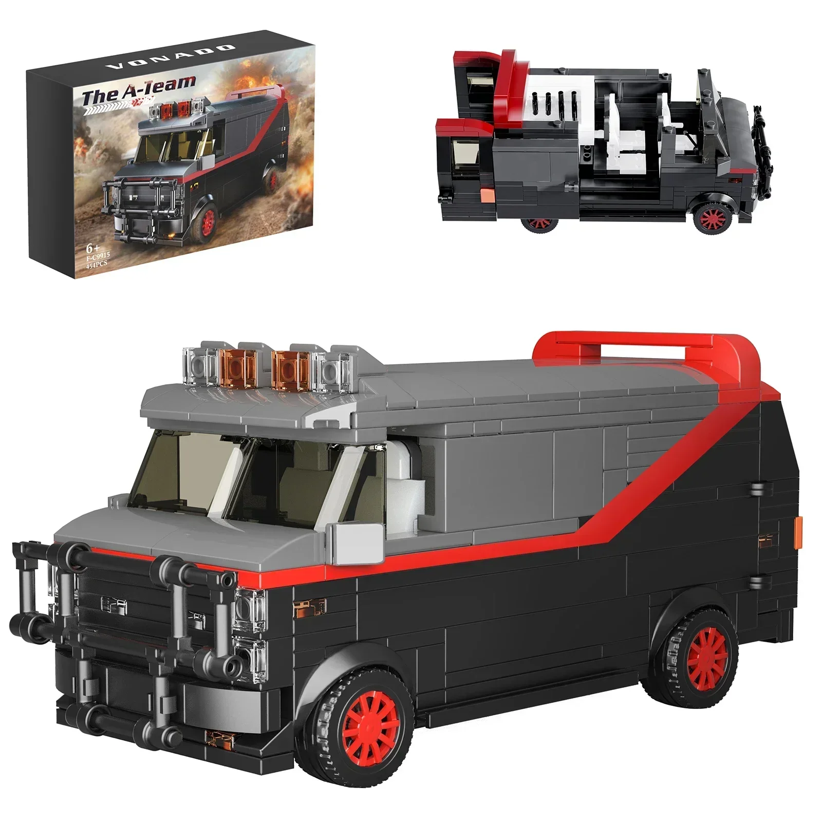 Фото Набор строительных блоков Variety MOC Teamed Van: Ретро-модель автомобиля G-Series из фильма, игрушка-конструктор, подарок для детей, рождественский подарок №2