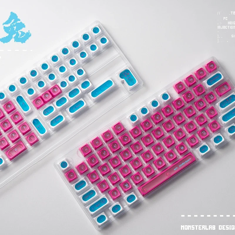 Набор клавиш с изображением кролика из тюбика PBT PC прозрачный розовый фон