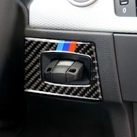 carbon fiber car interior ignition switch engine start stop button keyhole ring cover sticker for bmw e90 e95 3 series 2005 2012