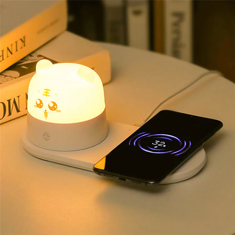

15W Wireless Charging LED Night Light Bedroom Bedside USB Charging Eye Protection Night Lamp Chargers With Magnet