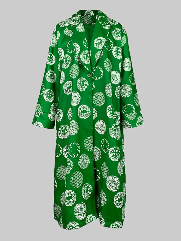 Женское длинное пальто с принтом