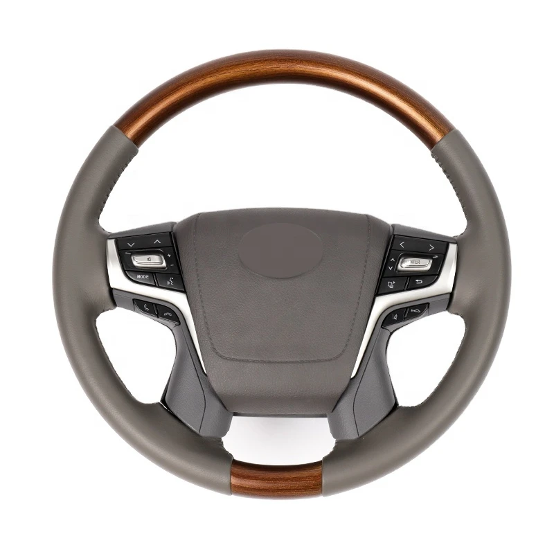 

MIACTOP Car Steering Wheel for Land Cruiser FJ200 2008-2015 up to 2018-2021 grey+ wooden landcruiser 200 steering control