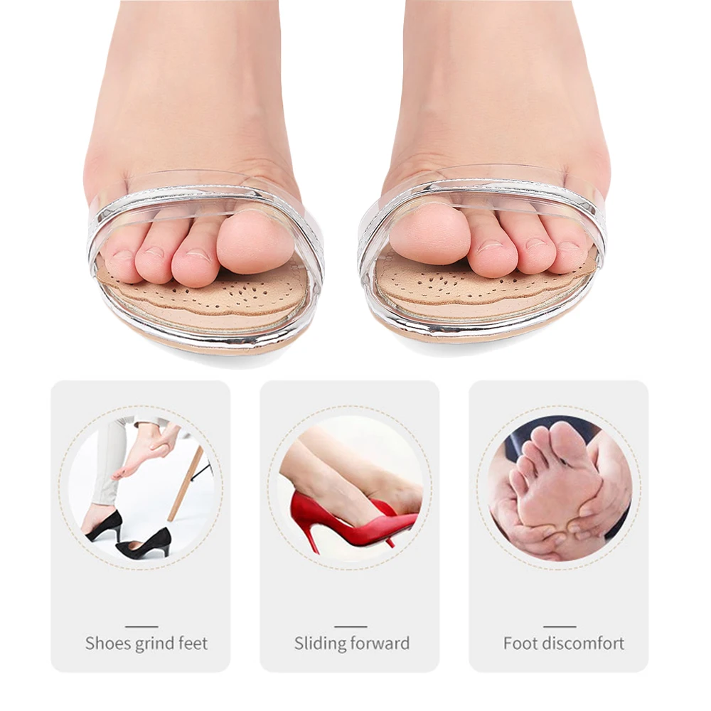 3Pair Leather Half Insoles for Shoes Men Anti-Slip Forefoot Insert Cushion Pads for Women High Heels Sandals Non-slip Stickers