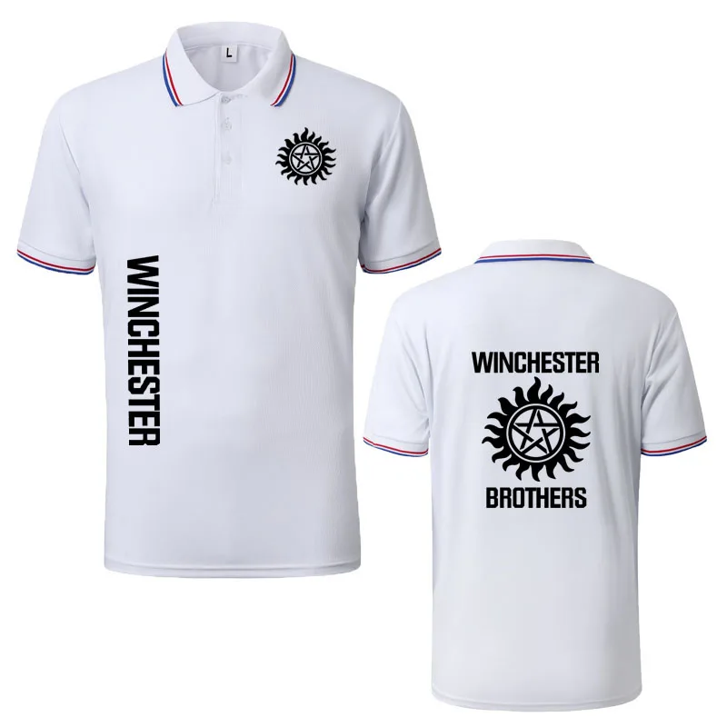 

Business casual men's polo shirt fitness breathable men's short sleeve Winchester logo print Harajuku Fashion Men's Shirts