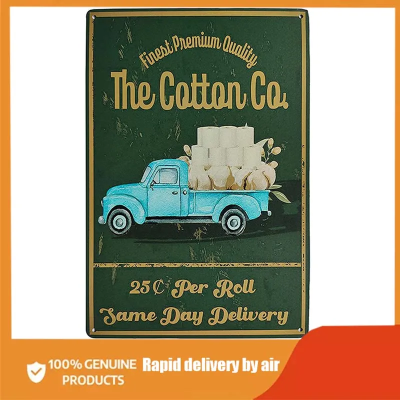 

The Cotton CO Toilet Paper Funny Truck Vintage Metal Tin Sign Farmhouse Home Decor for Office, Home, Bathroom, Restroom