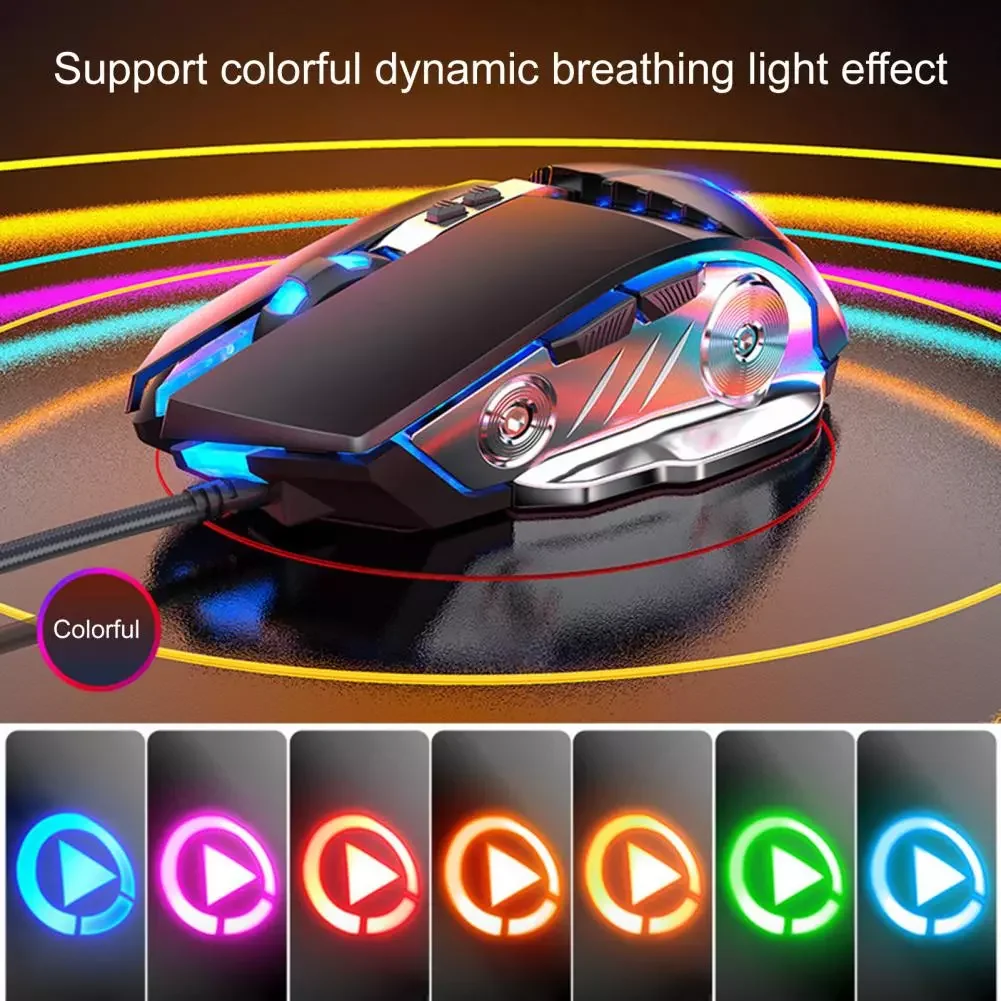 

Проводная мышь, удобная светящаяся Проводная Механическая мышь с гальваническим покрытием для офиса