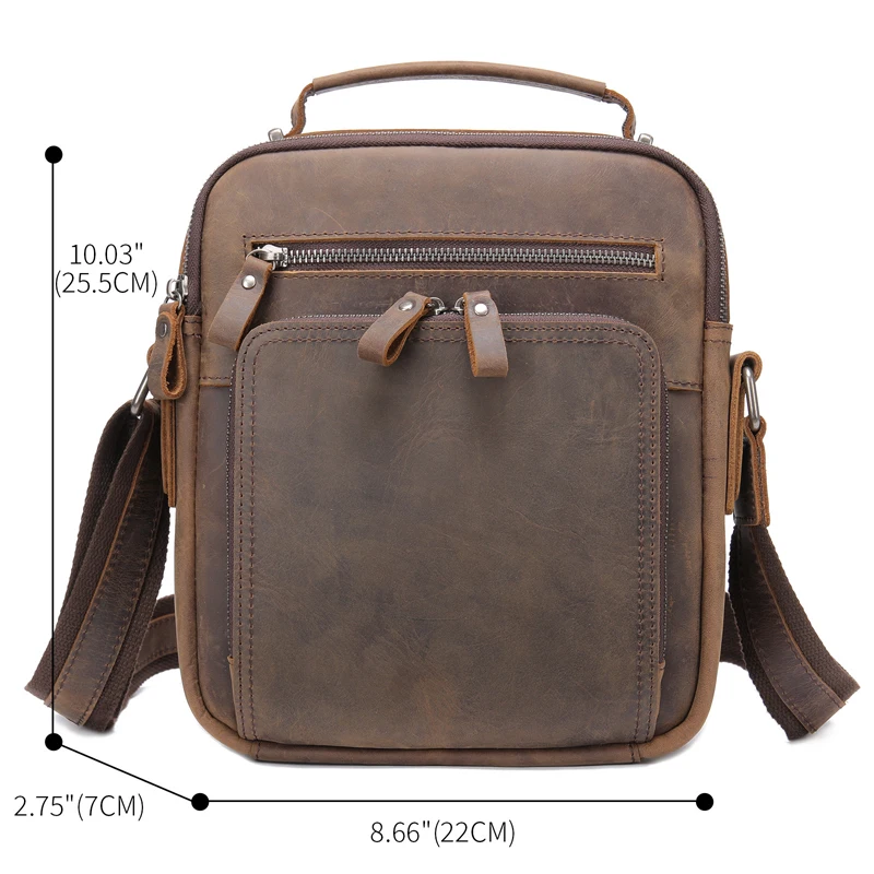 Crazy Horse Genuine Leather Men's Shoulder Bag Vintage Messenger Handbags Bolsos Male Crossbody Bags Man's Handbag Sling Bag