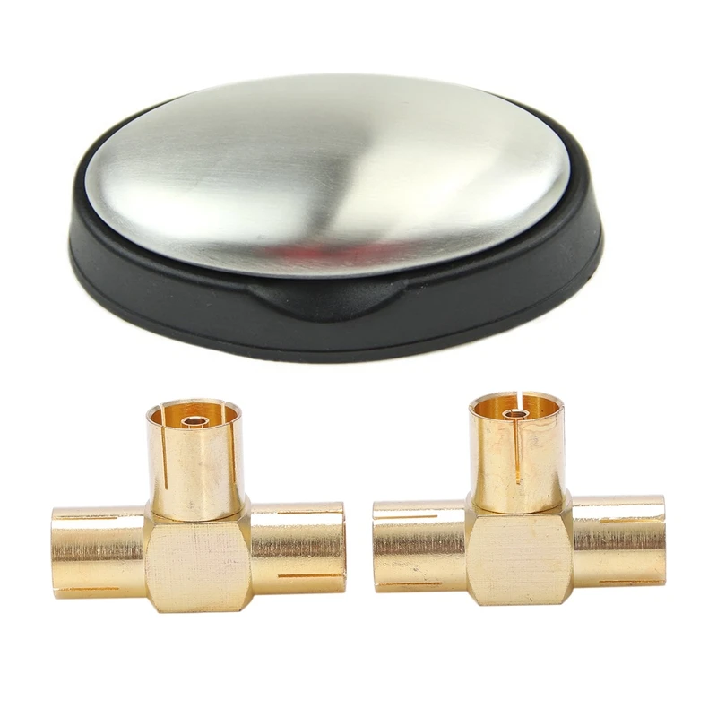 

2 Pcs DVB-T Set, Triple T Adapter Connector F / F, Female Antenna, Cable TV Antenna Female 2 Elbow Connector & 1 Pcs Stainless S