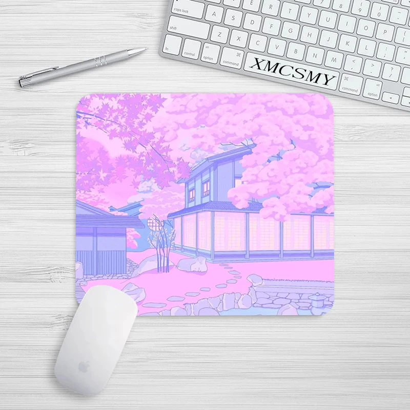 Pink Moon Small Mouse Pad Kawaii Desk Protector Rubber Mat Gaming Mousepad Non-Slip Deskmat Pc Accessories Cheap Keyboard Pads