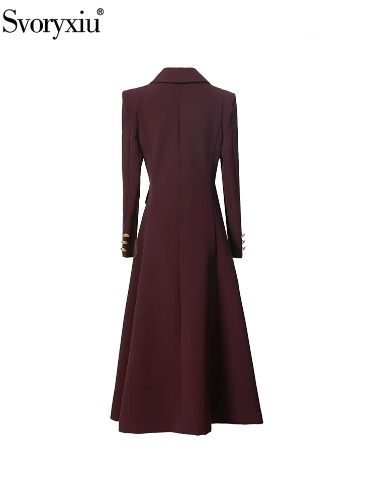 Svoryxiu модное подиумное осеннее коричневое винтажное длинное стильное пальто
