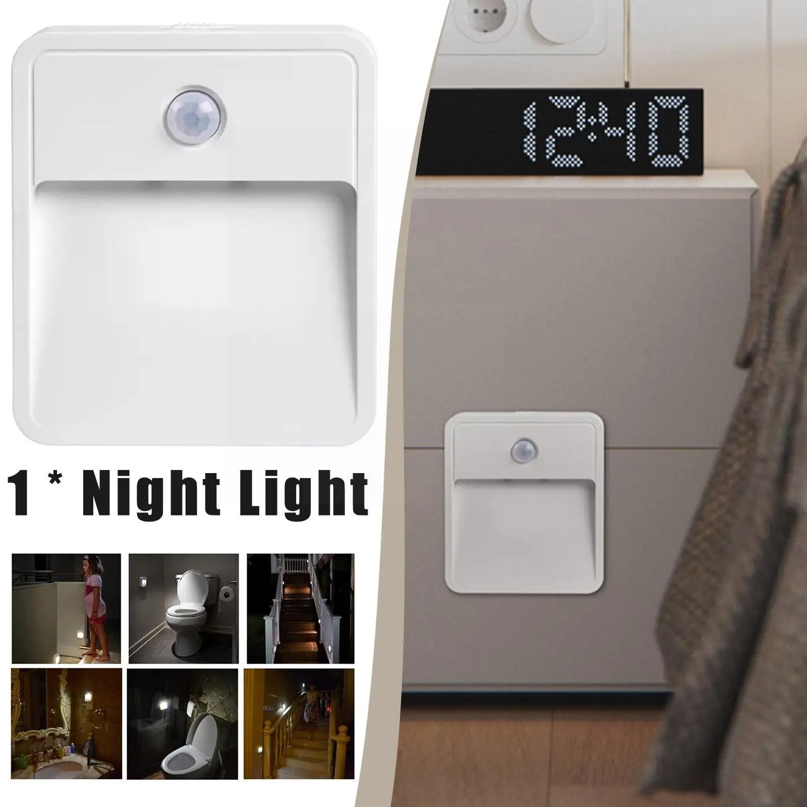 

Human Body Induction Led Night Lamp Wireless Battery Operated, 40lm Motion Sensor Night Light For Bedroom Cabinet Hallway S L0a8