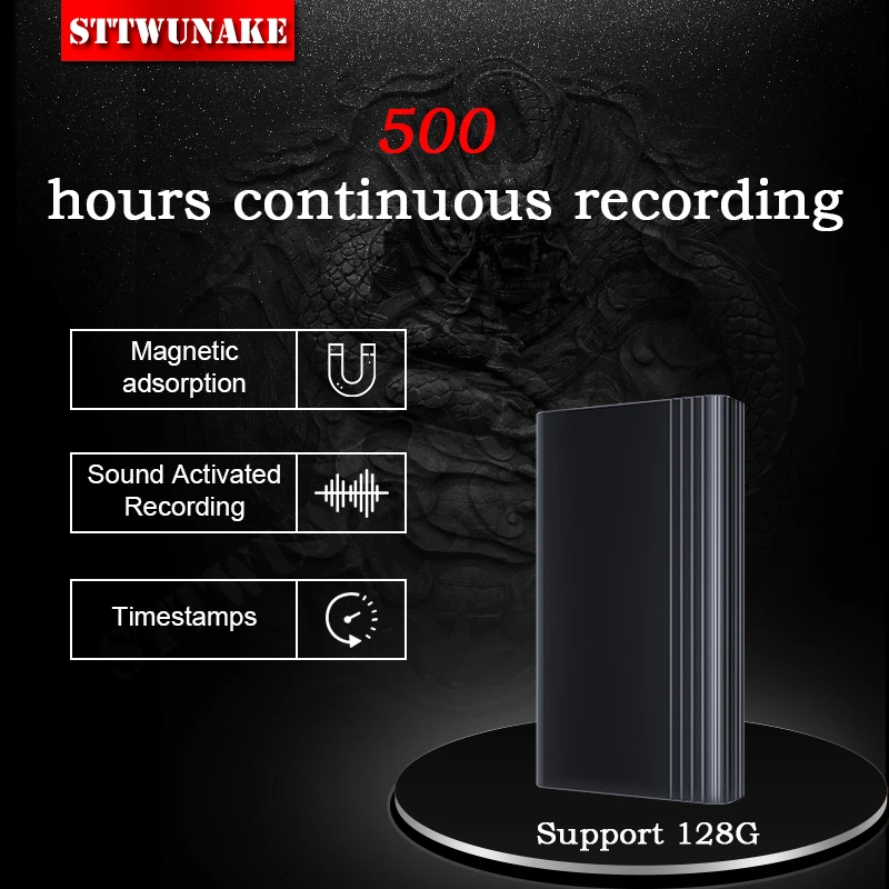 500hours Digital Recording Device Professional Sound Dictaphone Listening Audio Micro Record Small