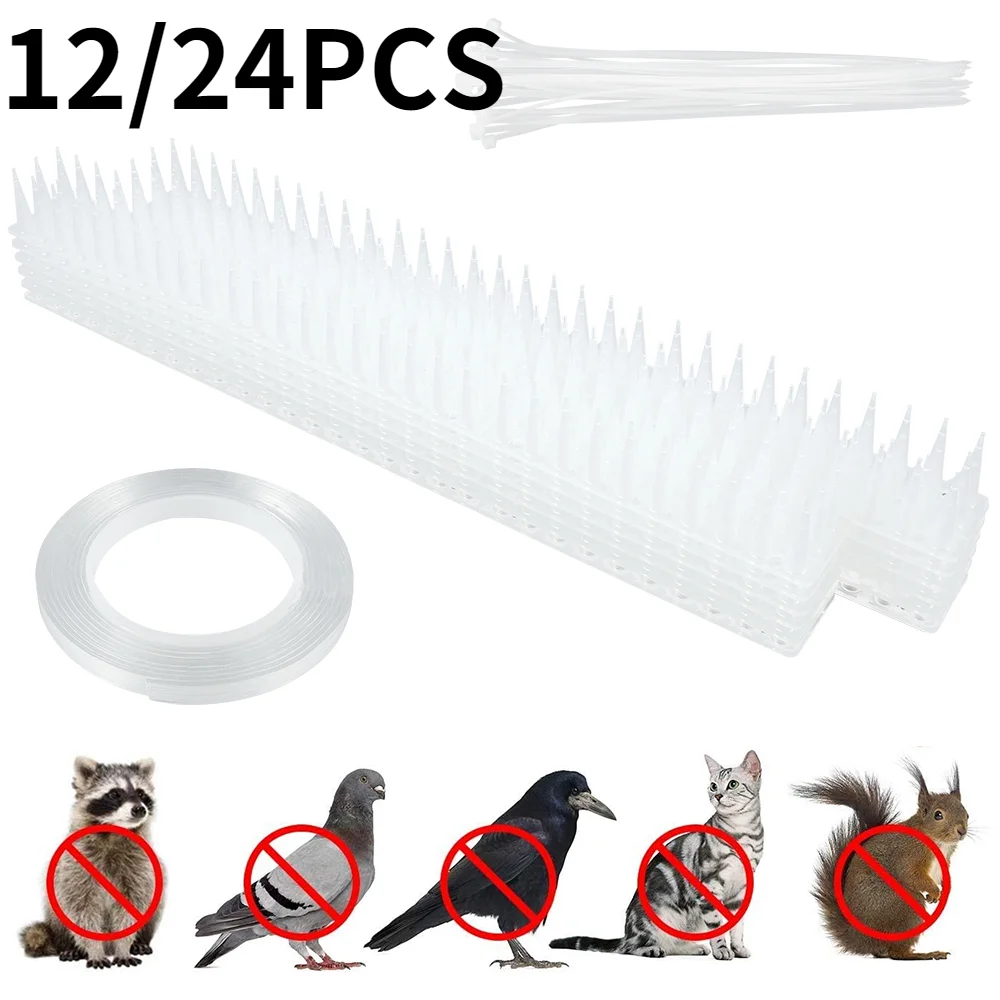 

12/24Pcs Bird Spikes Plastic Bird And Pigeon Spikes Anti Bird Anti Pigeon Spike For Get Rid Of Pigeons Scare Birds Pest Control