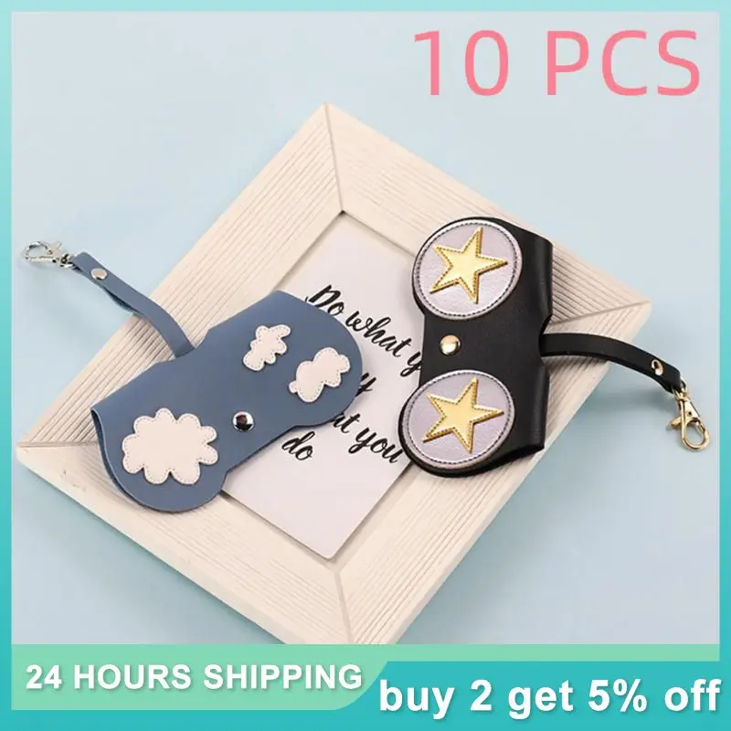 

10pcs PU Leather Glasses Storage Bag With Pressure-resistant Sunglasses Protective Clip Bag Hanging Expression Glasses Pocket