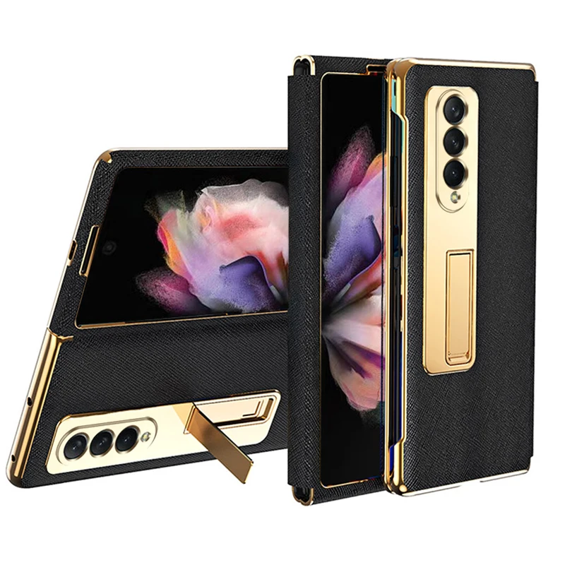 

PU Leather Case for Galaxy Z Fold 3,With Built-in Screen Protector Holder,with Pen Slot Phone Back Cover Protective