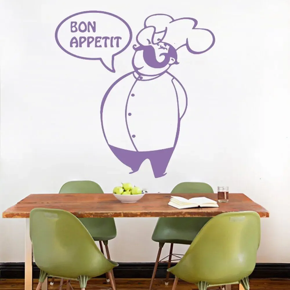 Наклейки на стену с цитатами Bon Appetit для кухни ресторана водостойкие виниловые