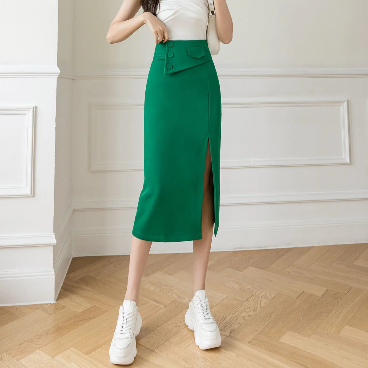 

Hip Chiffon Half Women's Summer Split 2023 New High Waist Mid Length A-line Faldas Fashion Clothes for Women Skirts