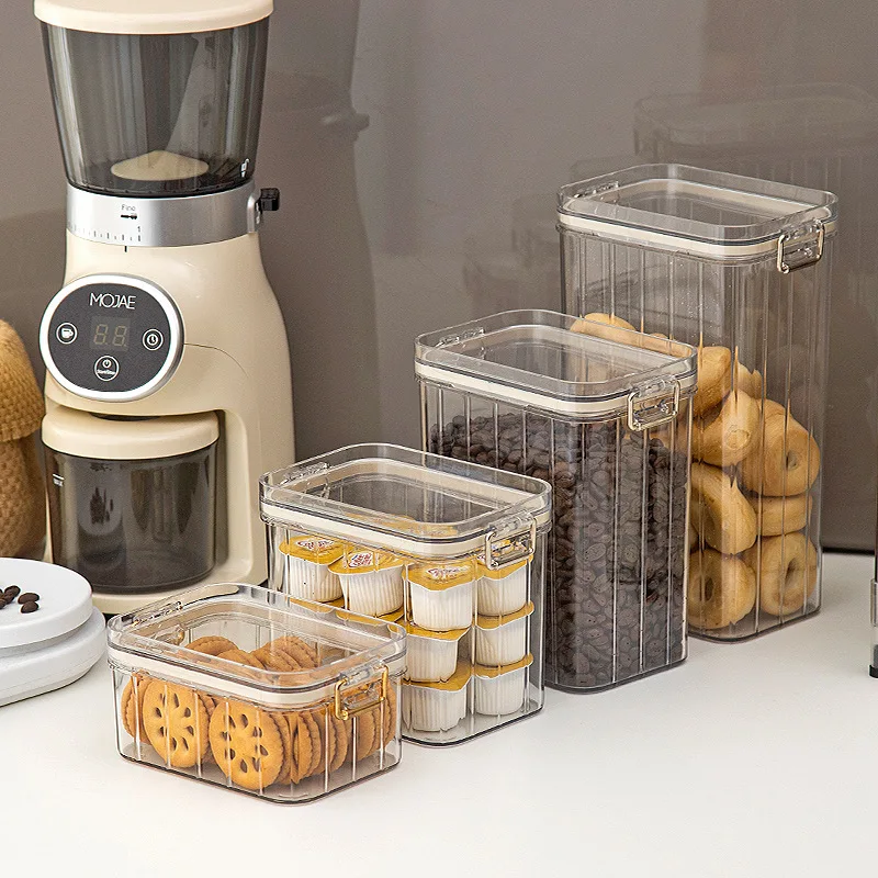 

Kitchen Storage Container Food Box Dispenser Flour Supplies Grain Tank Moisture-Proof Sealed Cans Transparent Organizers
