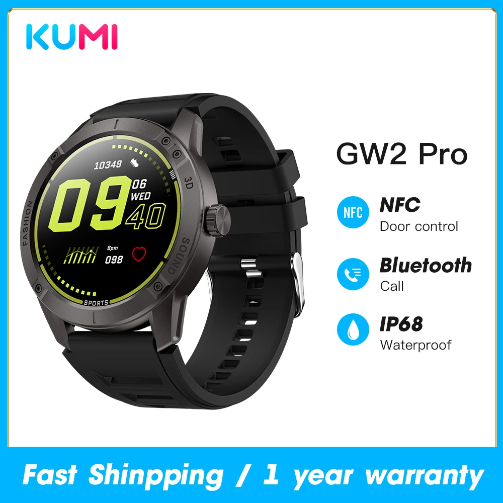 

KUMI GW2 Pro Men Smart Watch Bluetooth Call Sport Fitness Heart Rate Blood Pressure Sleep Monitor IP67 Waterproof Women Smartwat