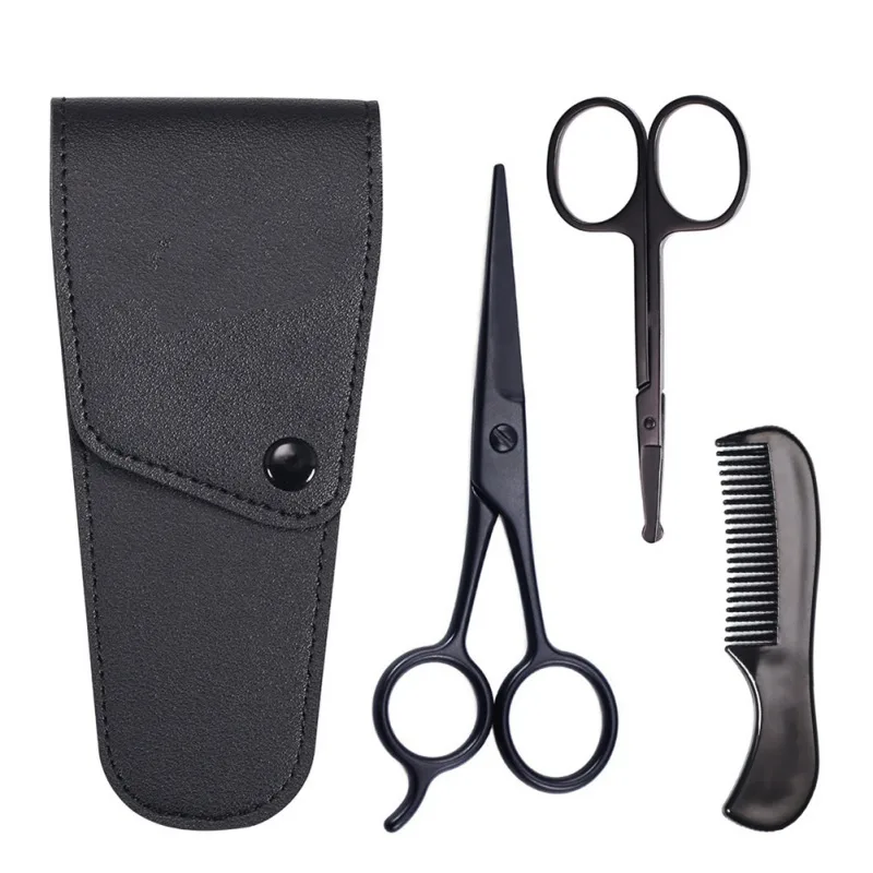 

4pcs/set Beard Men Mustache Comb Trimming Grooming Scissors Kit Scissors set Kit for Men Care