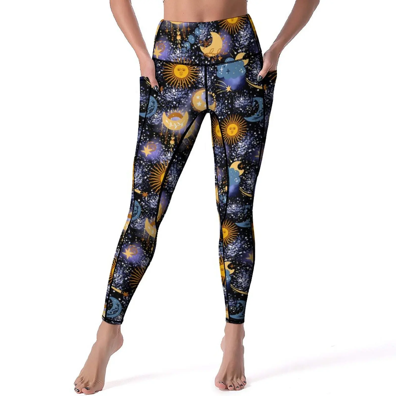 

Moon Stars Sun Leggings Sexy Celestial Magical Push Up Yoga Pants Cute Stretchy Leggins Women Fitness Running Sports Tights