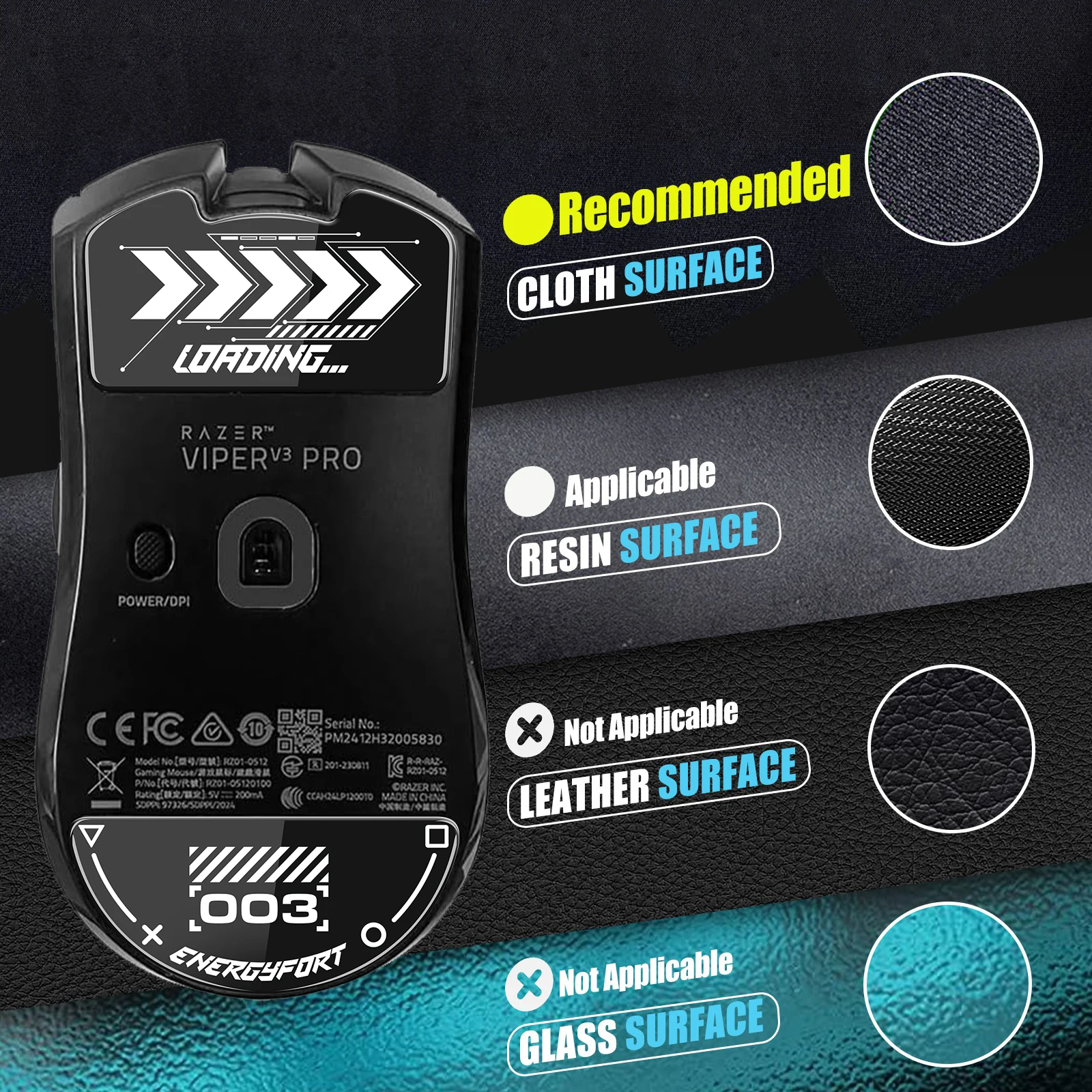 Стеклянные ножки для мыши коньки Razer Viper V3 Pro Беспроводная игровая мышь с