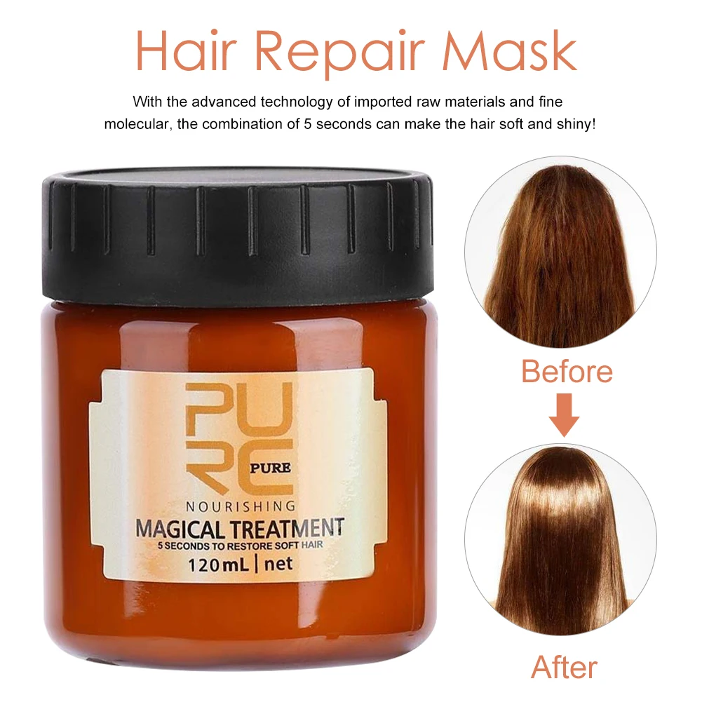 PURC 120ml Magical Keratin Hair Treatment Mask Effectively Repair Damaged Dry Hair 5 Seconds Nourish & Restore Soft Hair