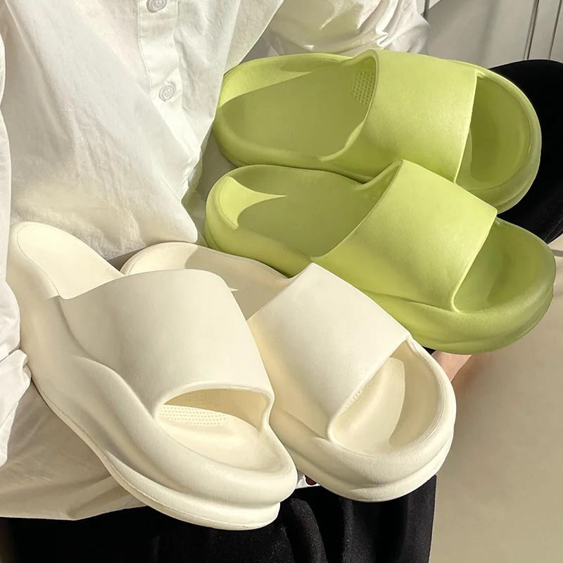 Curved Surface EVA Slippers for Home Designer Arch Support Platform Shoes Summer Indoor Decompression Non-slip Bathroom Slides