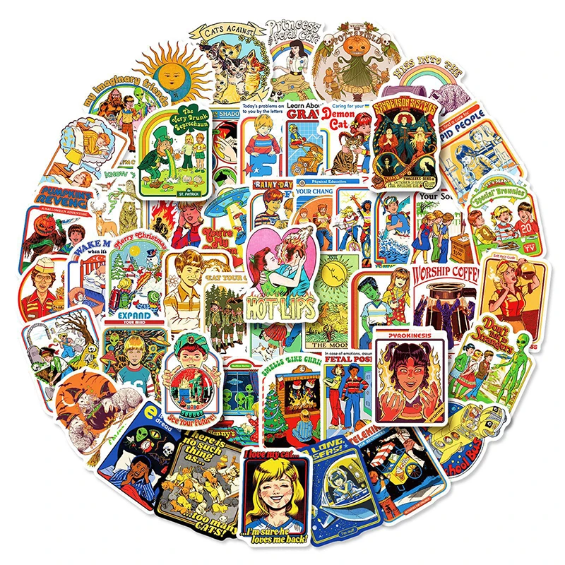 

50Pcs Cartoon Retro Stickers DIY Laptop Guitar Luggage Skateboard Car Stickers