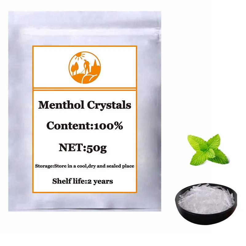 

100% menthol crystals, pure natural, cool and refreshing, skin care raw material menthol 50-1000g