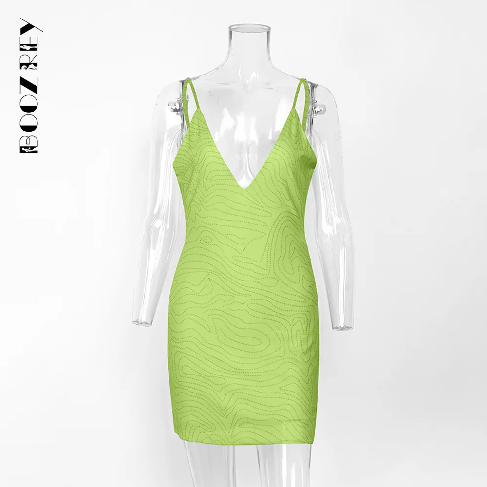 Пикантное платье BoozRey с глубоким вырезом и бриллиантами для женщин зеленое