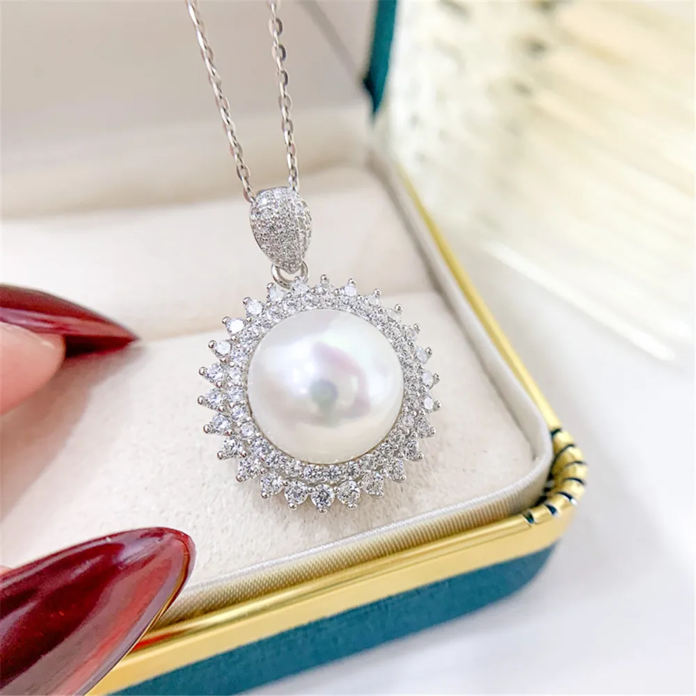 S925 Sterling Silver Pearl Pendant Settings Blank/Base For DIY Pendant Jewelry Making Accessories Suitable for 11-12mm Bead