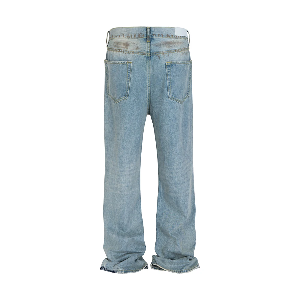 Джинсы мужские в стиле High Street рваные мешковатые брюки из грязного Джинса с