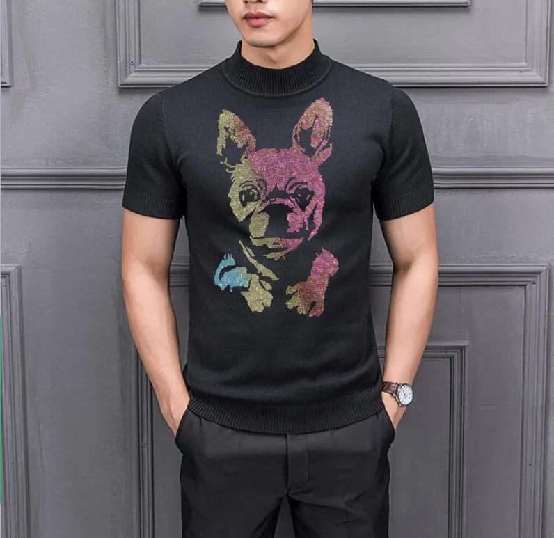 Мужской свитер с коротким рукавом в стиле хип-хоп