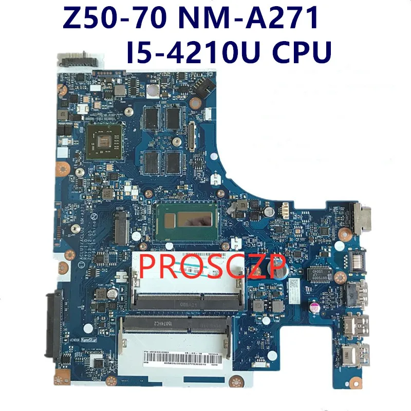 

High Quality Mainboard For LENOVO G50 G50-70 Z50-70 ACLU1/ACLU2 NM-A271 Laptop Motherboard With i5-4210U CPU 100% Fully Tested