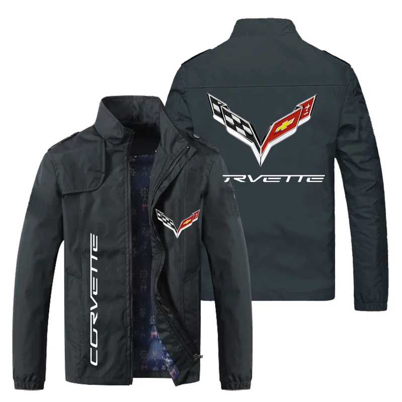 

Men's zipper jacket, vest printed with Corvette logo, tight casual bomber, motorcycle jacket, top, m-5xl