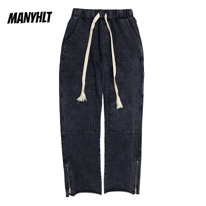 

Брюки в стиле Харадзюку, рваные джинсовые брюки оверсайз с завязкой на щиколотке, на молнии, в стиле ретро, в стиле хип-хоп