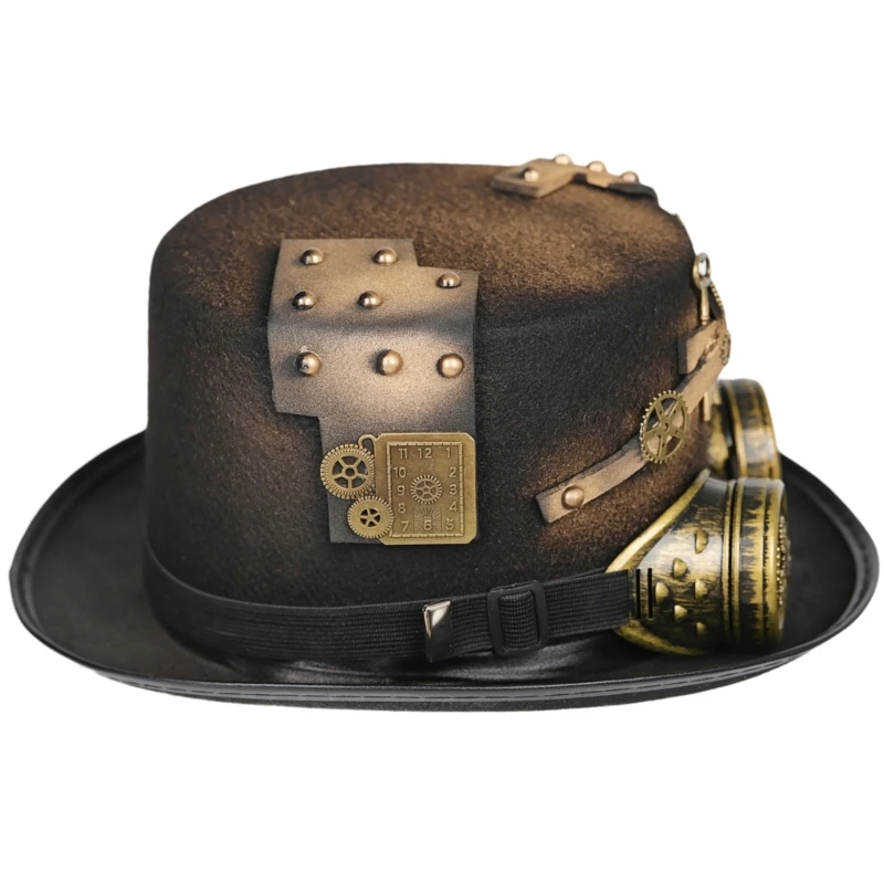 

Steampunk Top Hat For Men With Goggles Gay Hat Bowler Top Hat gay top hat Gay Party Costume Carnival Nightclub