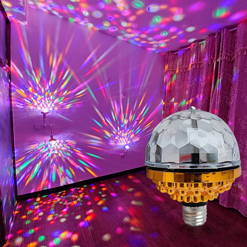 

Светодиодный сценический волшебный шар, автоматическая Вращающаяся лампа RGB для дискотеки E27, лампа для диджея, атмосферное освещение для вечеринки, для клуба, караоке, светильник для дома и свадьбы