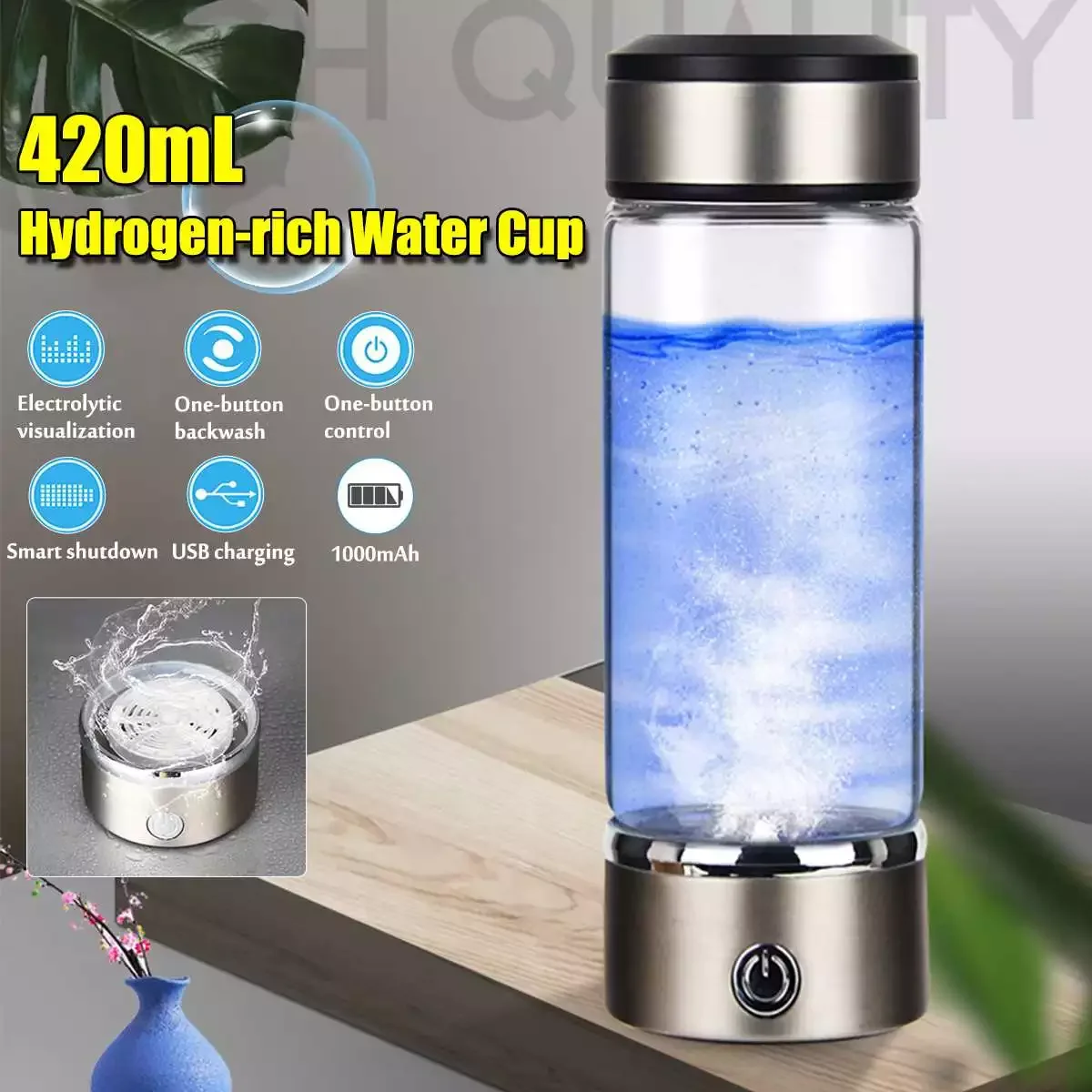 

Hydrogen Rich Generator Electrolysis Ionizer H2 Water Bottle Nano Cup Japanese Craft Mini Pure H2 Ventilator Rechargeabl