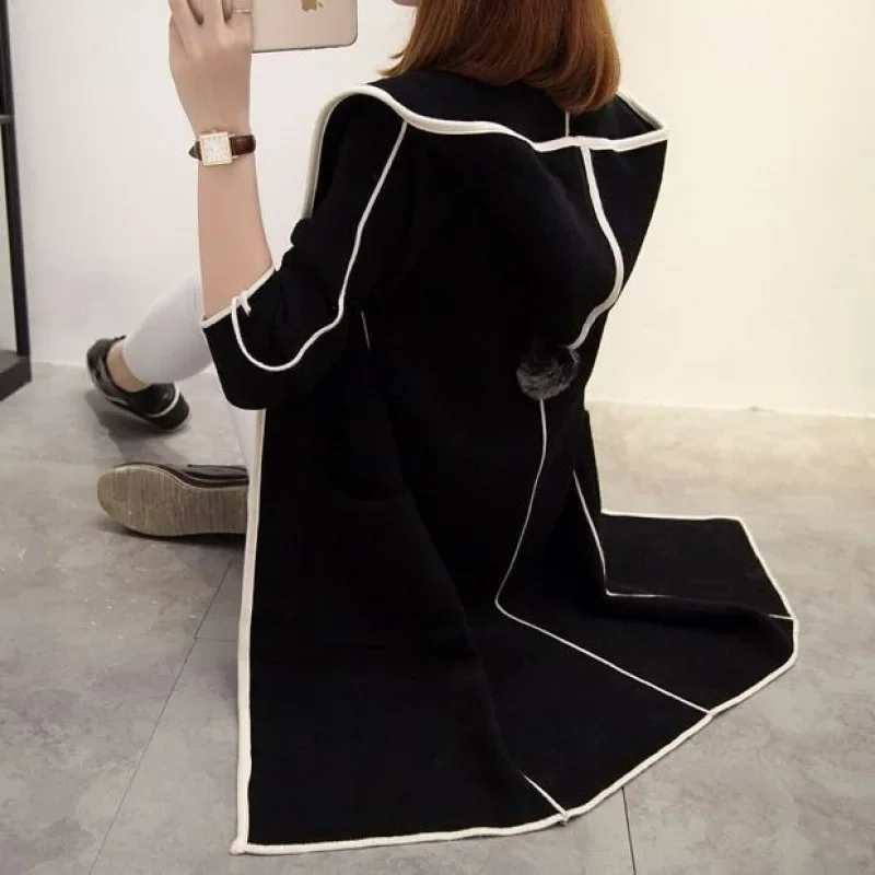 Весенне-осенне-зимняя новая шерстяная куртка с капюшоном женская свободная