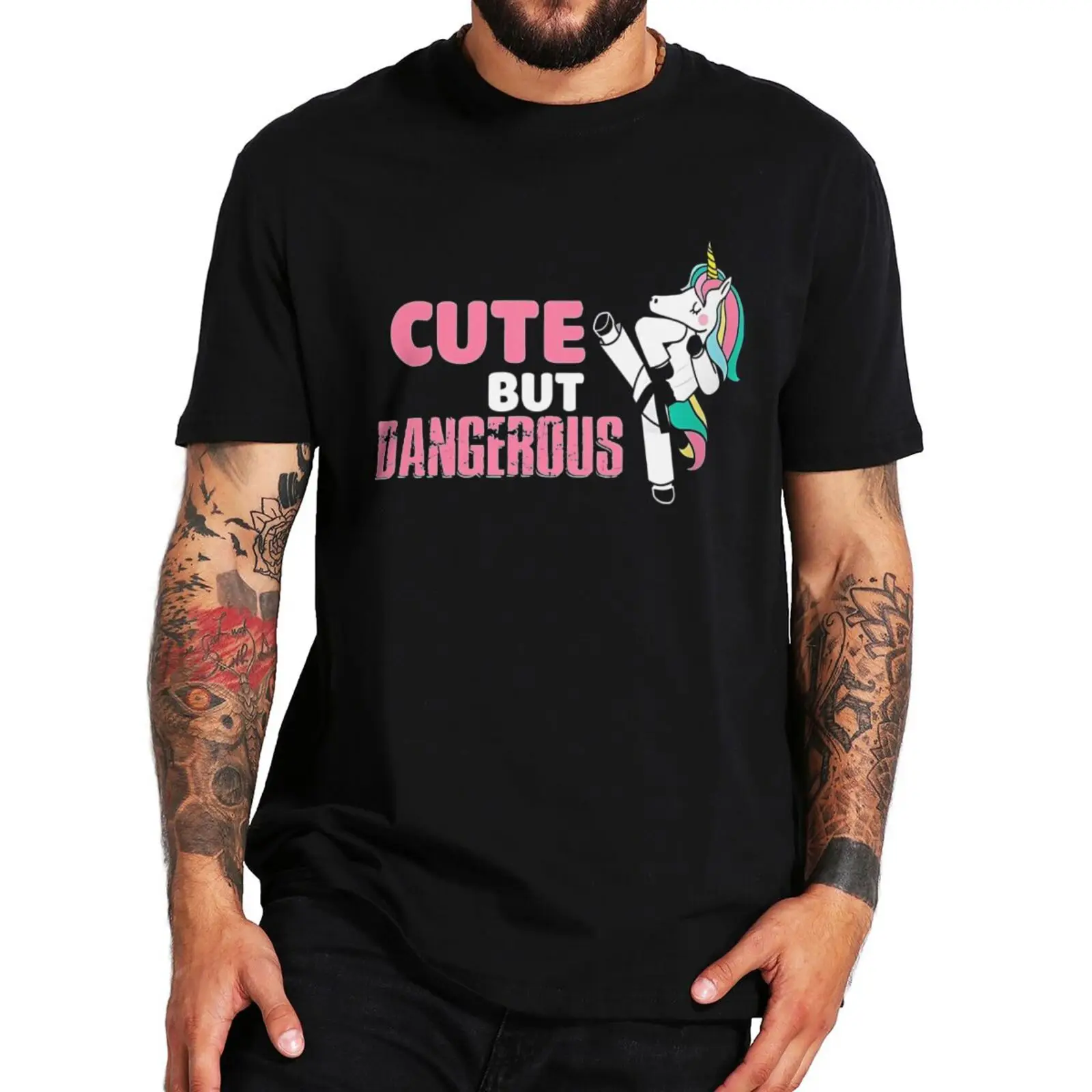 

Cute But Dangerous Unicorn T Shirt Karate Taekwondo Lovers Gift T-Shirt For Men Women 100% Cotton Unisex O-neck Soft Tops