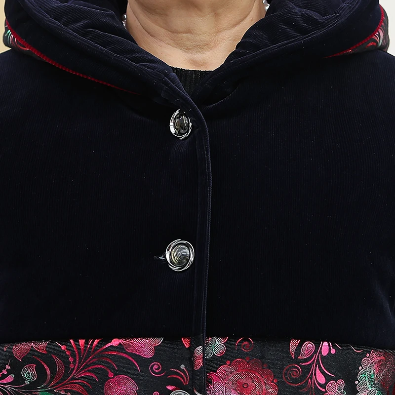 Winter Thicken Middle Aged Elderly Women Coat Hooded Fleece Grandma Cotton Jacket Warm Mid-Long Mother Parka XL-5XL