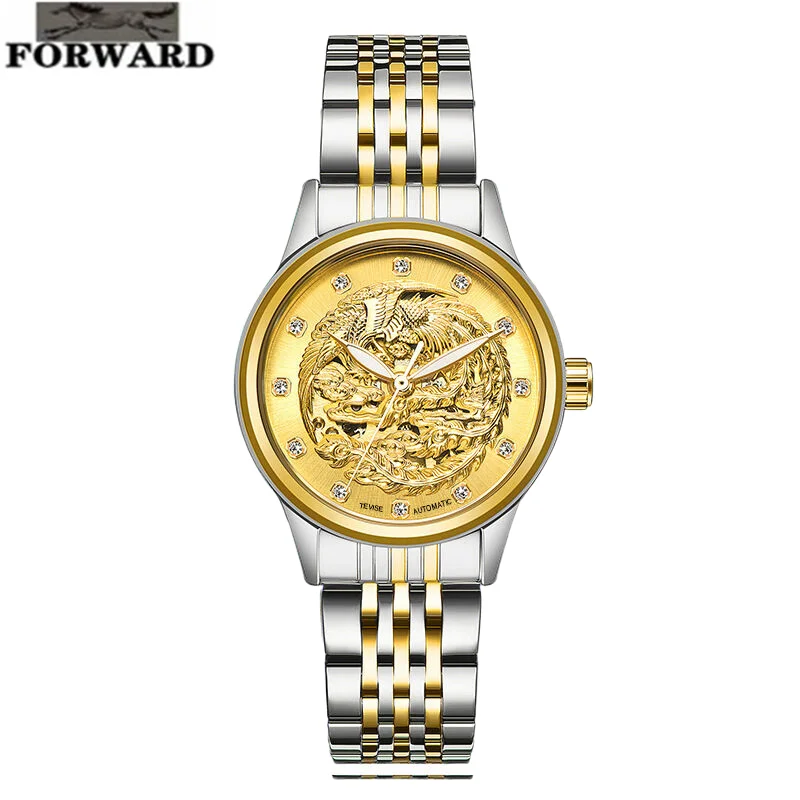 FORWARD Dragon and Phoenix Couple Leisure Bottom Automatic Machinery Women watch  Luminous waterproof luxury Women's wristwatch