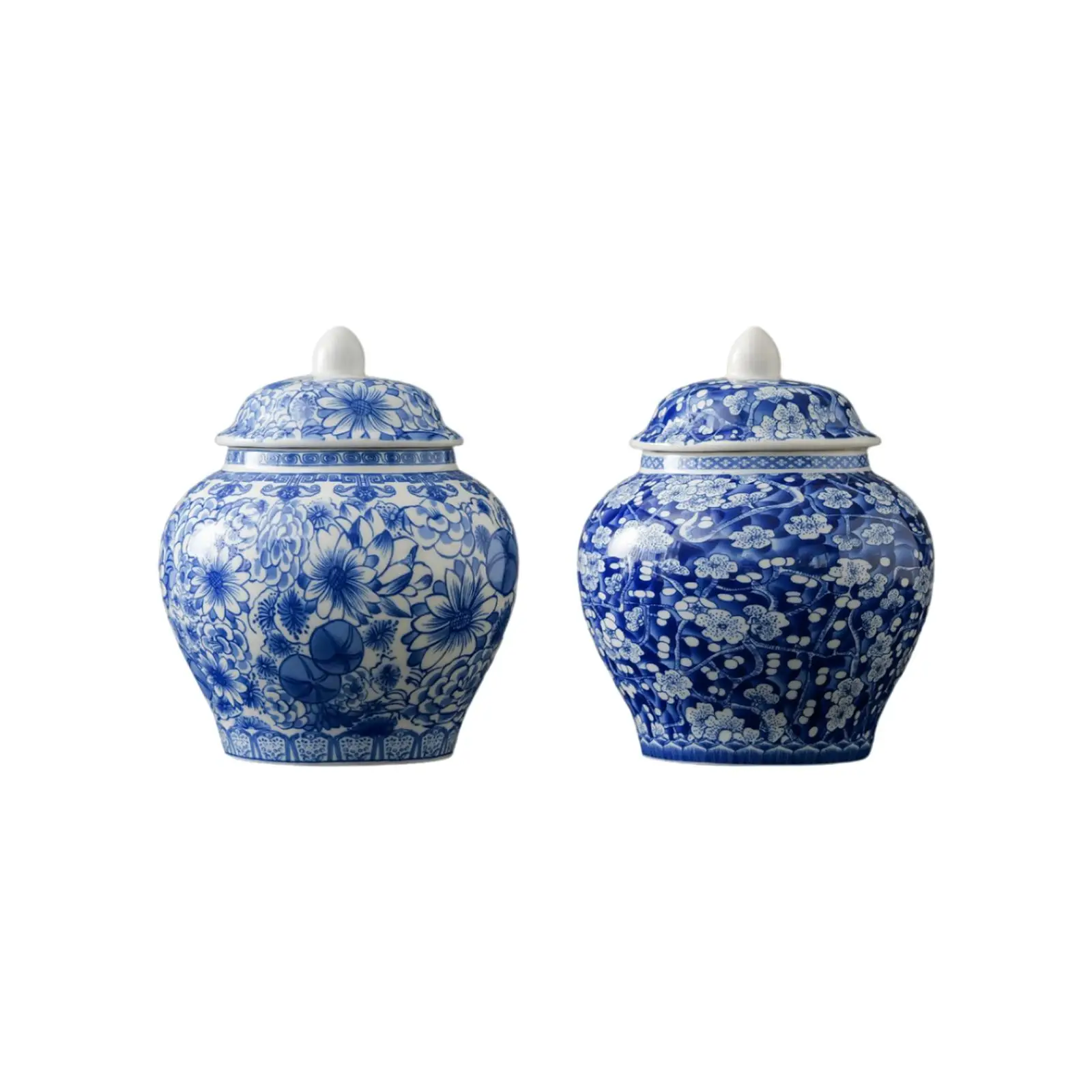 Blue and White Porcelain Ginger Jar Delicate Decoration Table Centerpieces Collection 650ml Tea Canister Decorative Vase